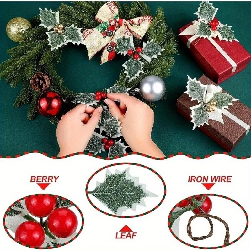 10 Pcs Artificial Holly Berrie - огляд і ціна Christmas Wreath Fake