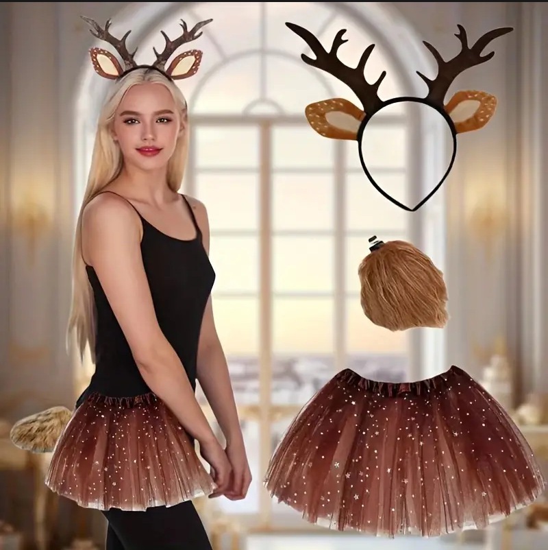 Reindeer Costume Set Tutu Skir - огляд і ціна Reindeer Antlers Headband