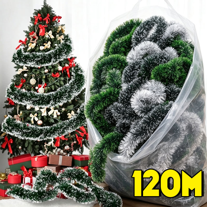Green White Snow Christmas Tin - огляд і ціна Tinsel Garland Decoration