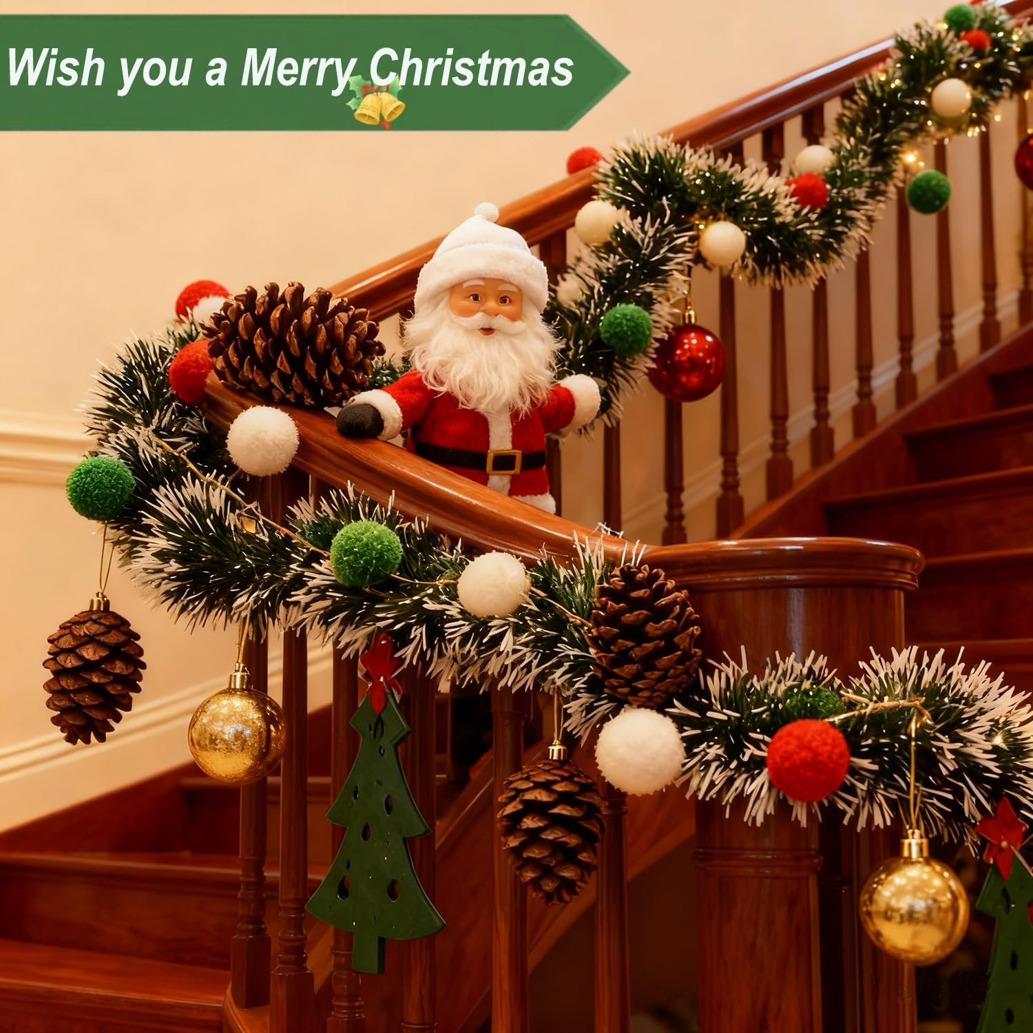 Green White Snow Christmas Tin - огляд і ціна Tinsel Garland Decoration