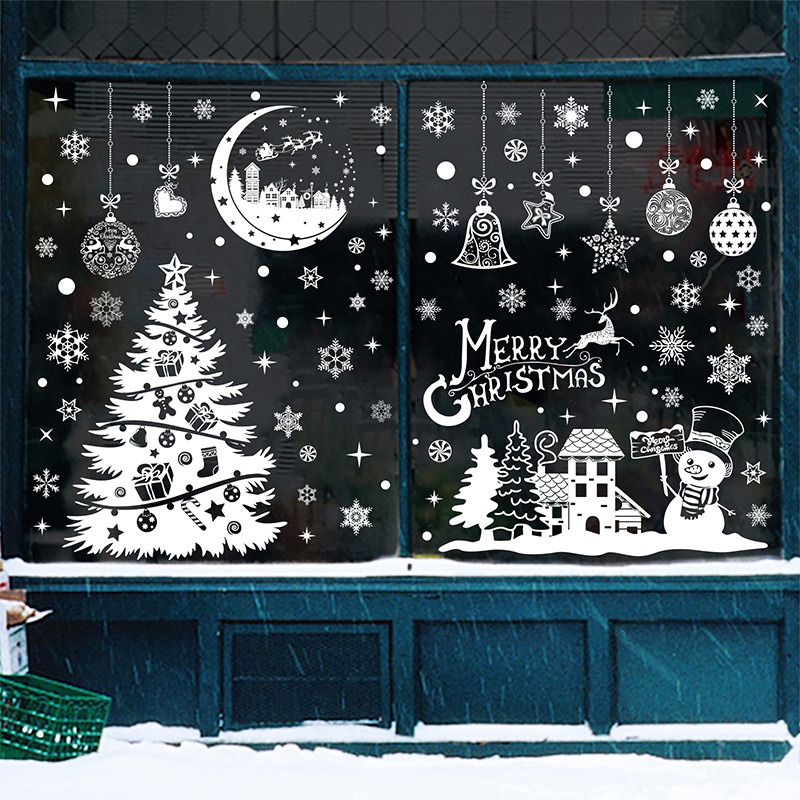 White Christmas Tree Snowman W - огляд і ціна Snowflake Window Decal
